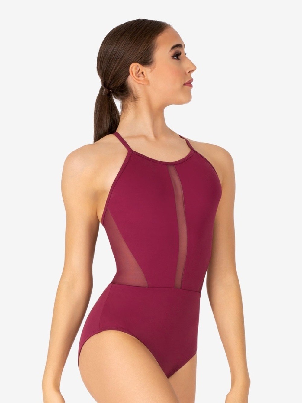 NWT BalTogs Burgundy Mesh Cutout Cami Ballet Leotard Medium